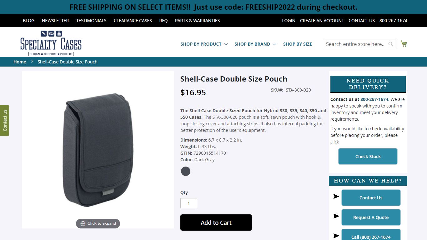 Double-Size Pouch | Shell Case Accessories - Specialty Cases